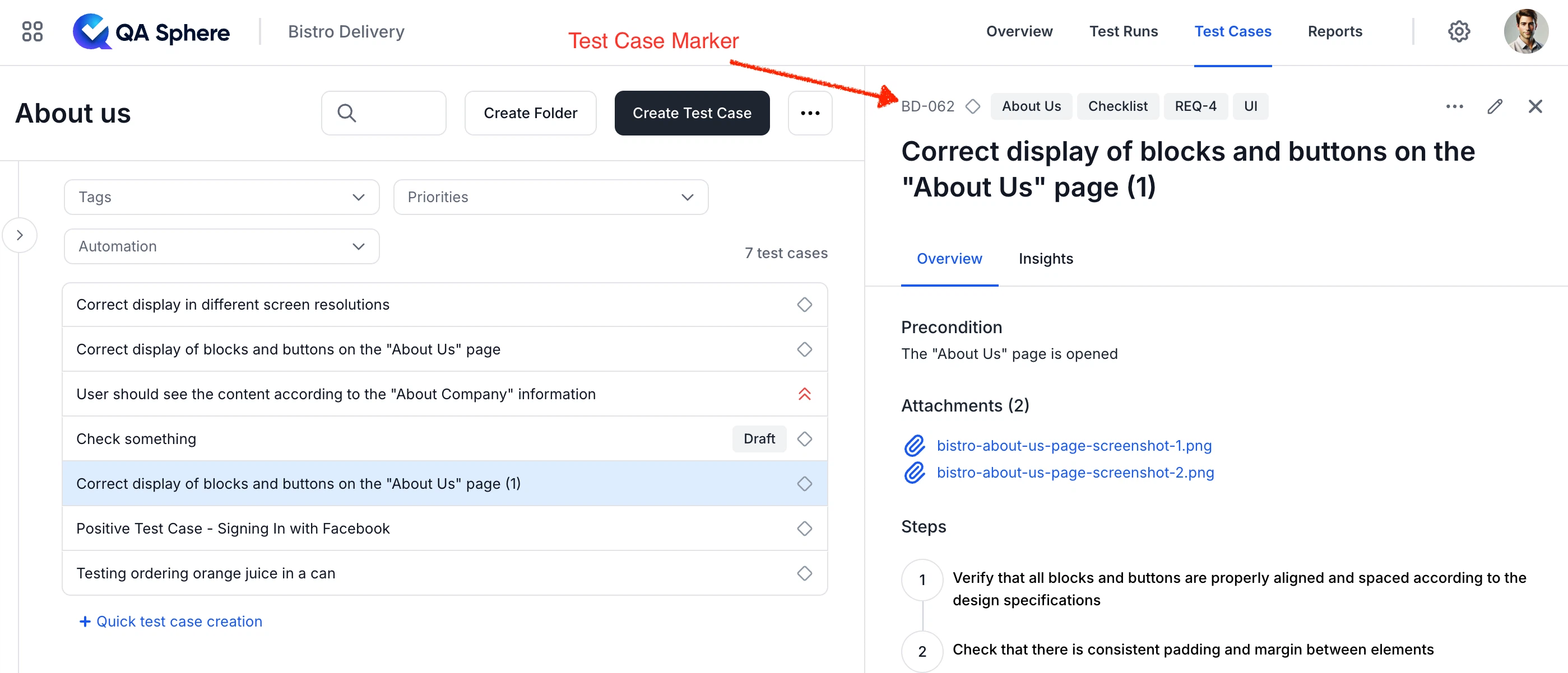 Test Case marker in QA Sphere
