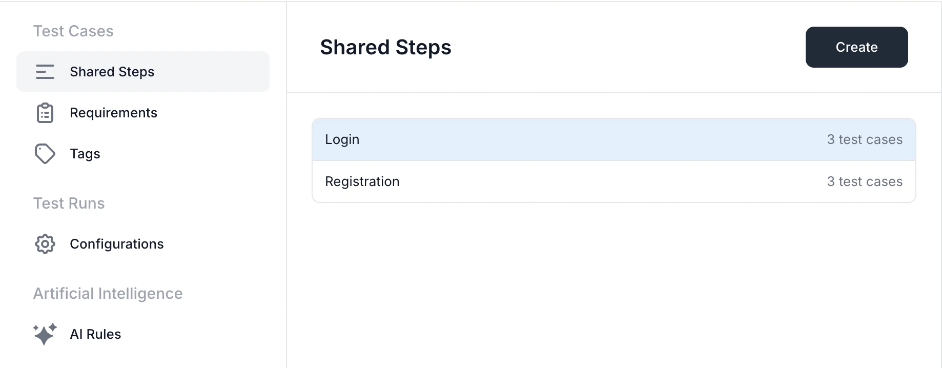 Using shared steps inside a test case