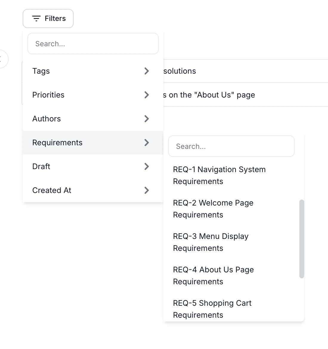 New filter UI with added filter options