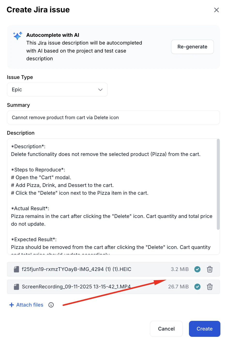 File upload UI for integrations