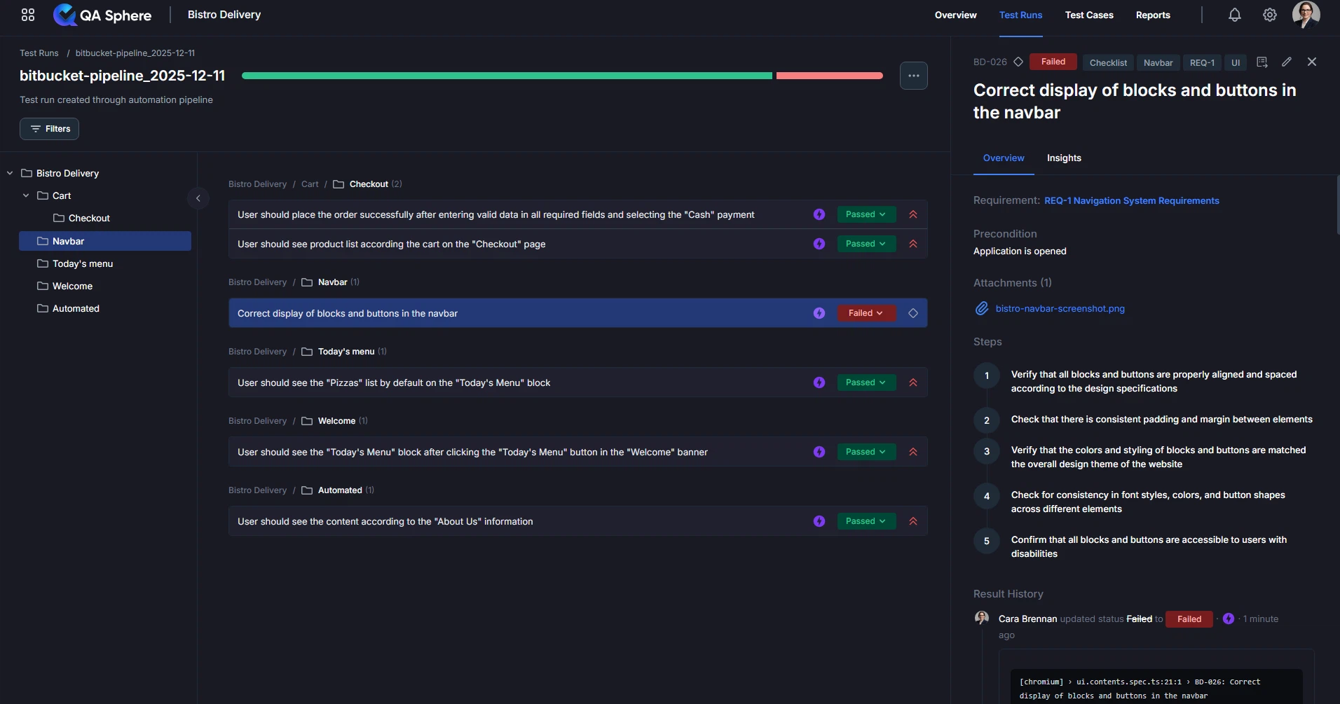 QA Sphere automated test run from a Bitbucket pipeline