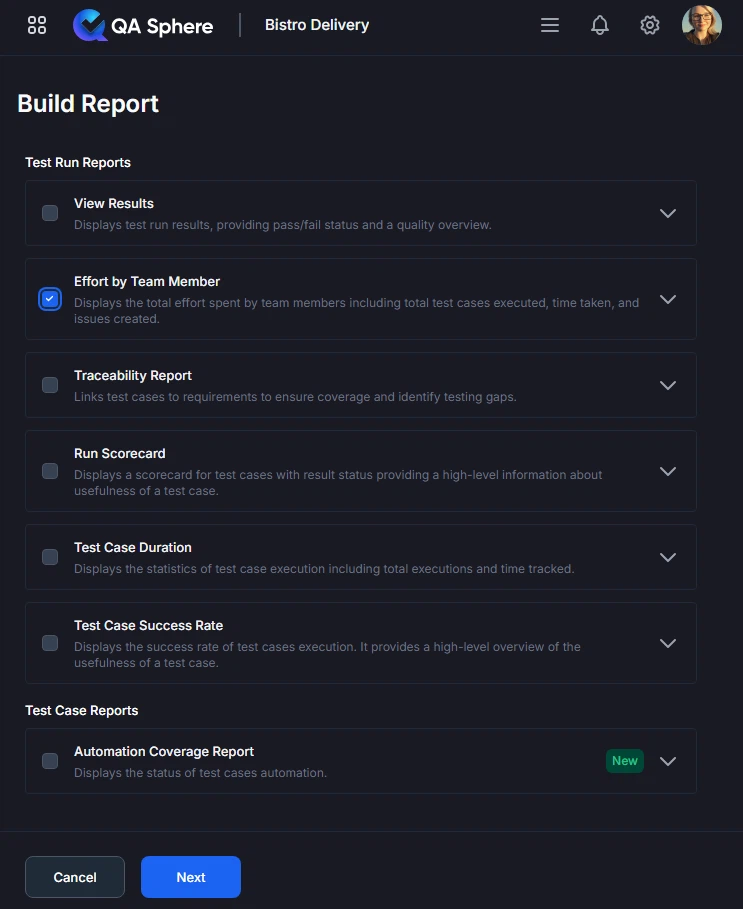 Effort by Team Member Report Sample