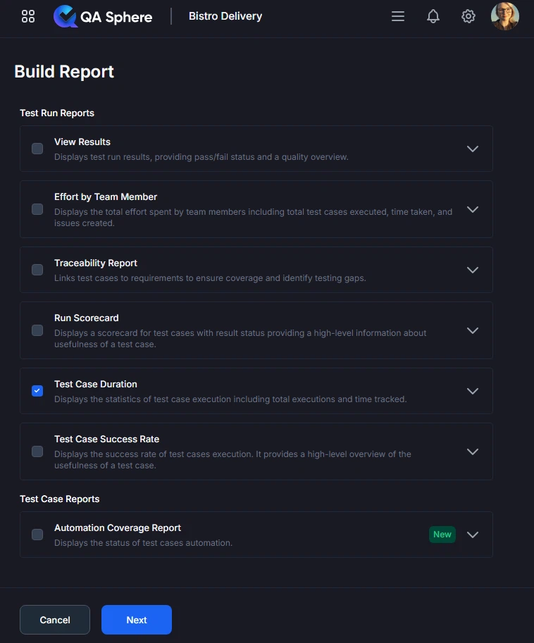Test Case Duration Report