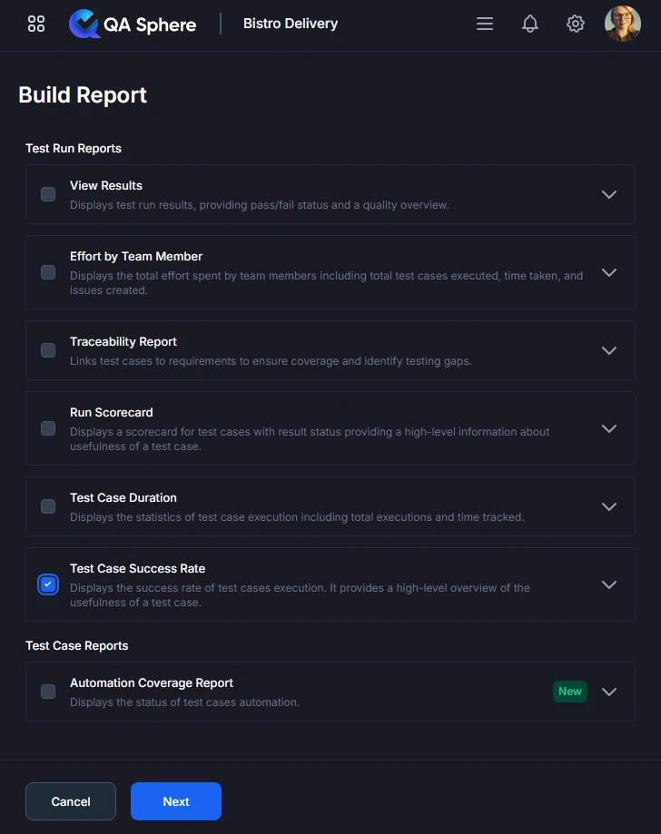 Generating the Success Report