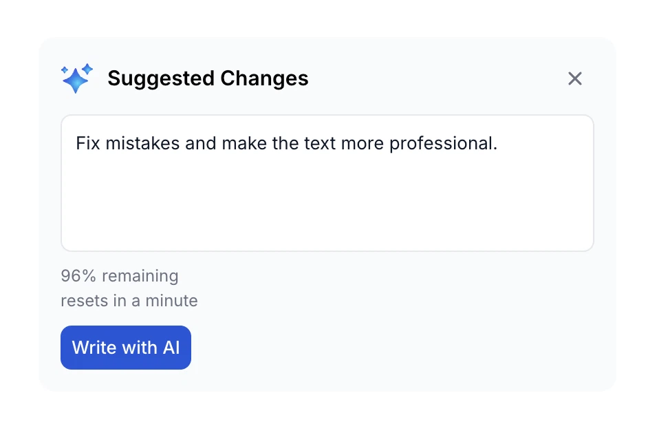 AI usage tracking shown as a percentage with reset timing