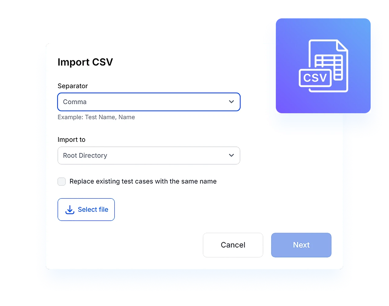 CSV import into QA Sphere